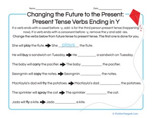 Changing the Future to the Present: Present Tense Verbs Ending in Y