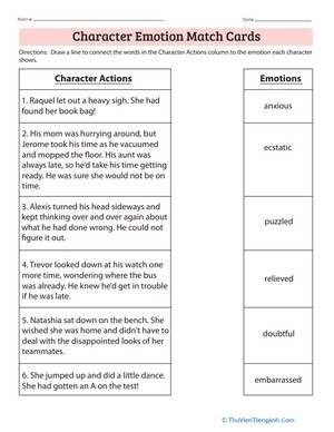 Character Emotion Match Cards