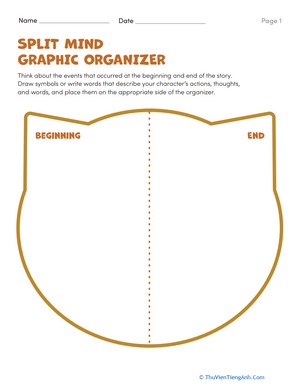Character Study: Split Mind Graphic Organizer