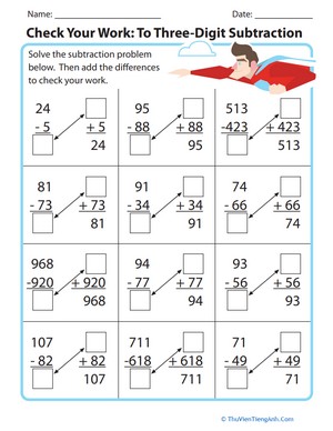 Check Your Work: To Three-Digit Subtraction