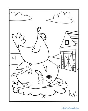 Chicken and Egg Coloring Page