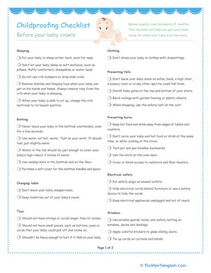 Childproof Checklist – Before Crawling