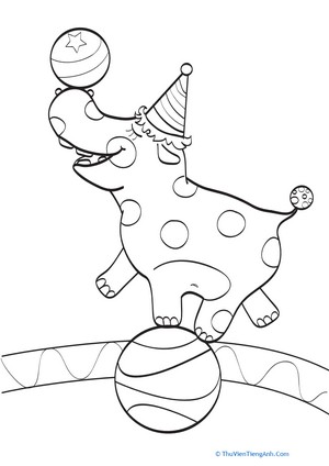 Circus Hippo Coloring Page