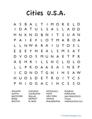 Cities Word Search