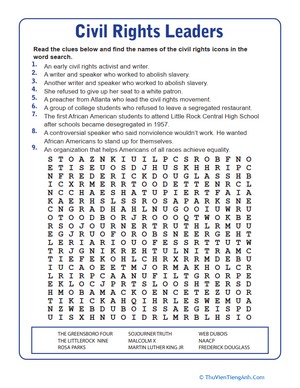 Civil Rights Leaders Word Puzzle