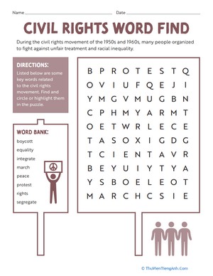 Civil Rights Word Find