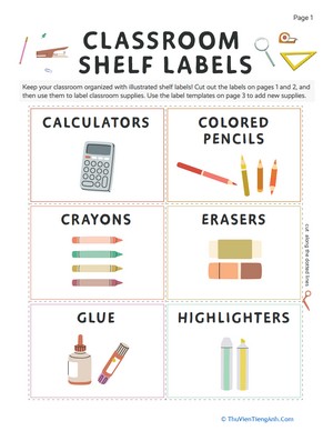 Classroom Shelf Labels