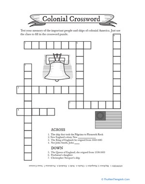 Colonial Crossword Puzzle