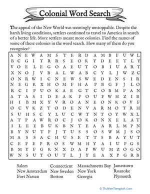 Colonial Word Search