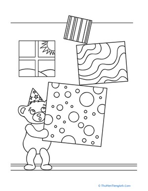 Birthday Teddy Bear Coloring Page