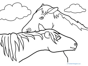 Color the Cuddling Horses