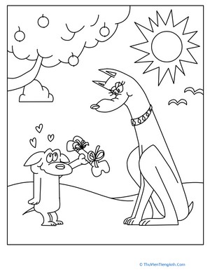 Color the Dog in Love
