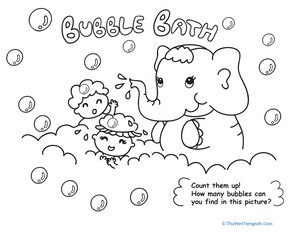 Bath Time! Color the Elephant Bubble Bath