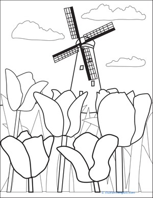 Color the Flowers: Tulips