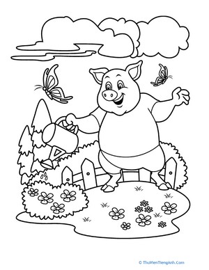 Color the Gardening Pig