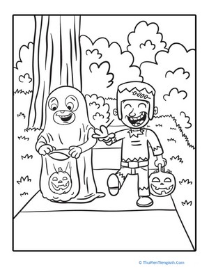 Color the Ghost and Frankenstein Kids