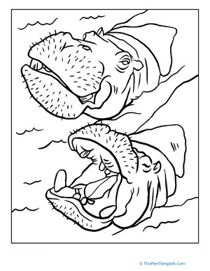 Color the Hippos in the Watering Hole