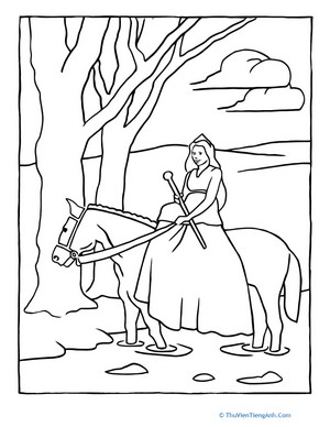 Color the Horseback Riding Princess