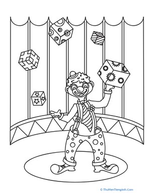Juggling Clown Coloring Page