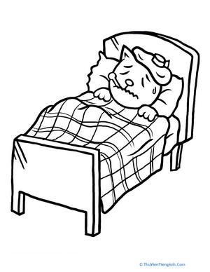 Color the Kitten Sick in Bed