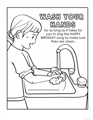Hand Washing Coloring Page
