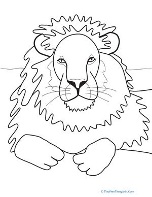 Color this Lion Close-Up