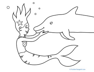 Color the Mermaid and Dolphin Friends
