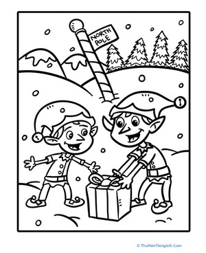 Christmas Elf Coloring Page