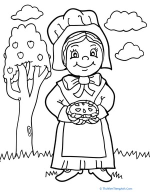Pilgrim Girl Coloring Page