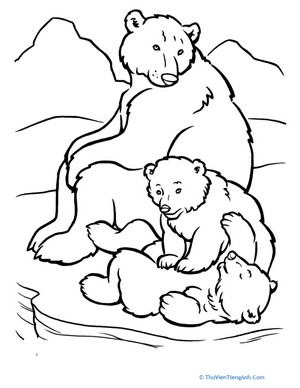 Polar Bear Family Coloring Page