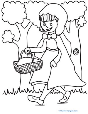 Color the Little Red Riding Hood Scene
