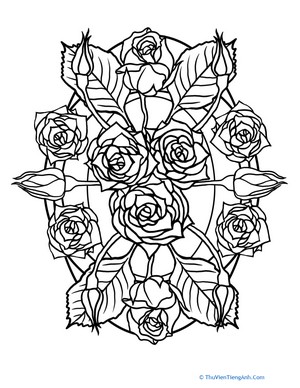 Mandala Coloring Page: Roses