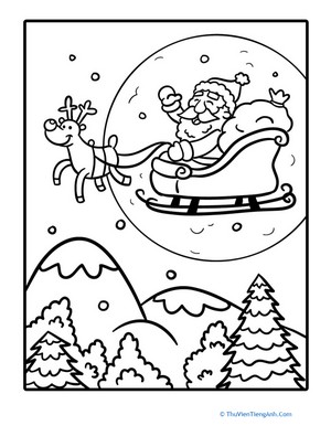 Santa Sleigh Coloring Page