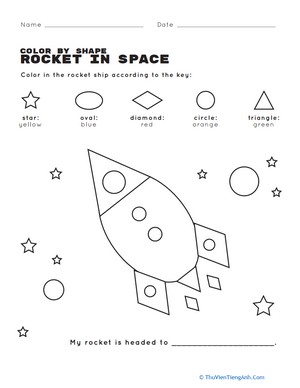 Color by Shape: Rocket in Space