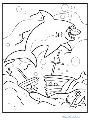 Scary Shark Coloring Page