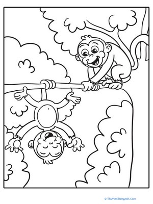 Silly Monkeys Coloring Page