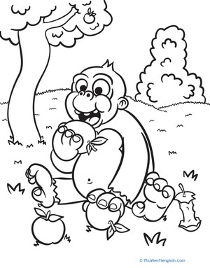 Hungry Monkey Coloring Page