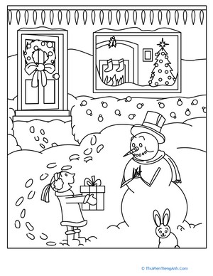 Color the Snowman’s Gift
