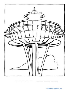 Space Needle Coloring Page