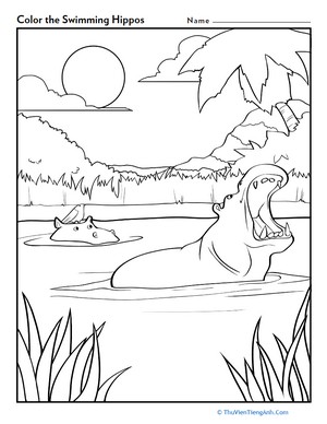 Color the Swimming Hippos