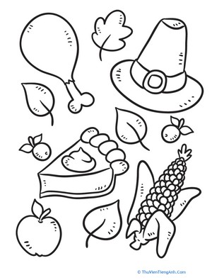 Color the Thanksgiving Symbols