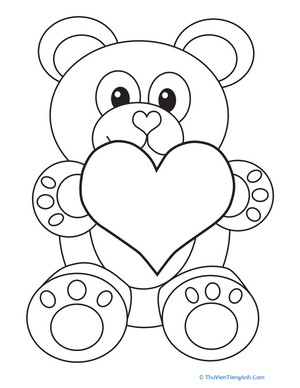 Valentine’s Day Bear Coloring Page