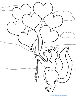 Valentine Squirrel Coloring Page