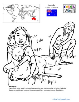 Australian Animals Coloring Page
