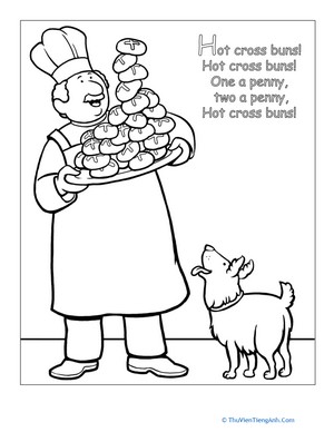 Nursery Rhyme Coloring: Hot Cross Buns