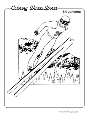 Ski Jumping Coloring Page