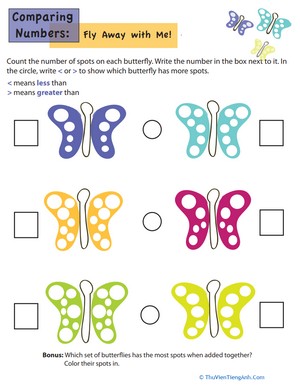 Comparing Numbers: Butterflies