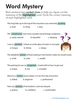 Context Clues Worksheet: Word Mystery