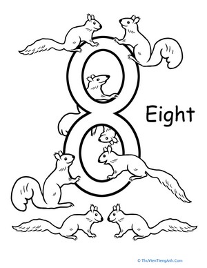 Count and Color: Eight Squirrels