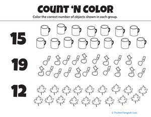 Count ‘n Color: The Numbers 11-20
